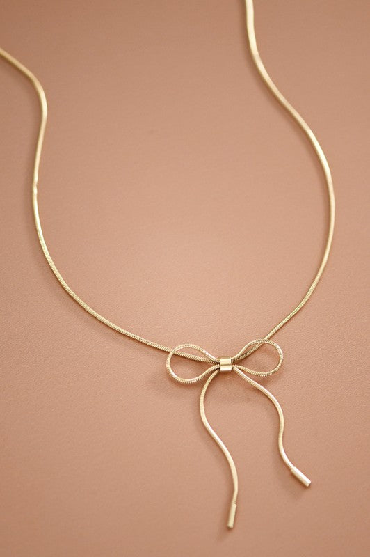 18K Non-Tarnish Stainless Steel Chain Bow Necklace