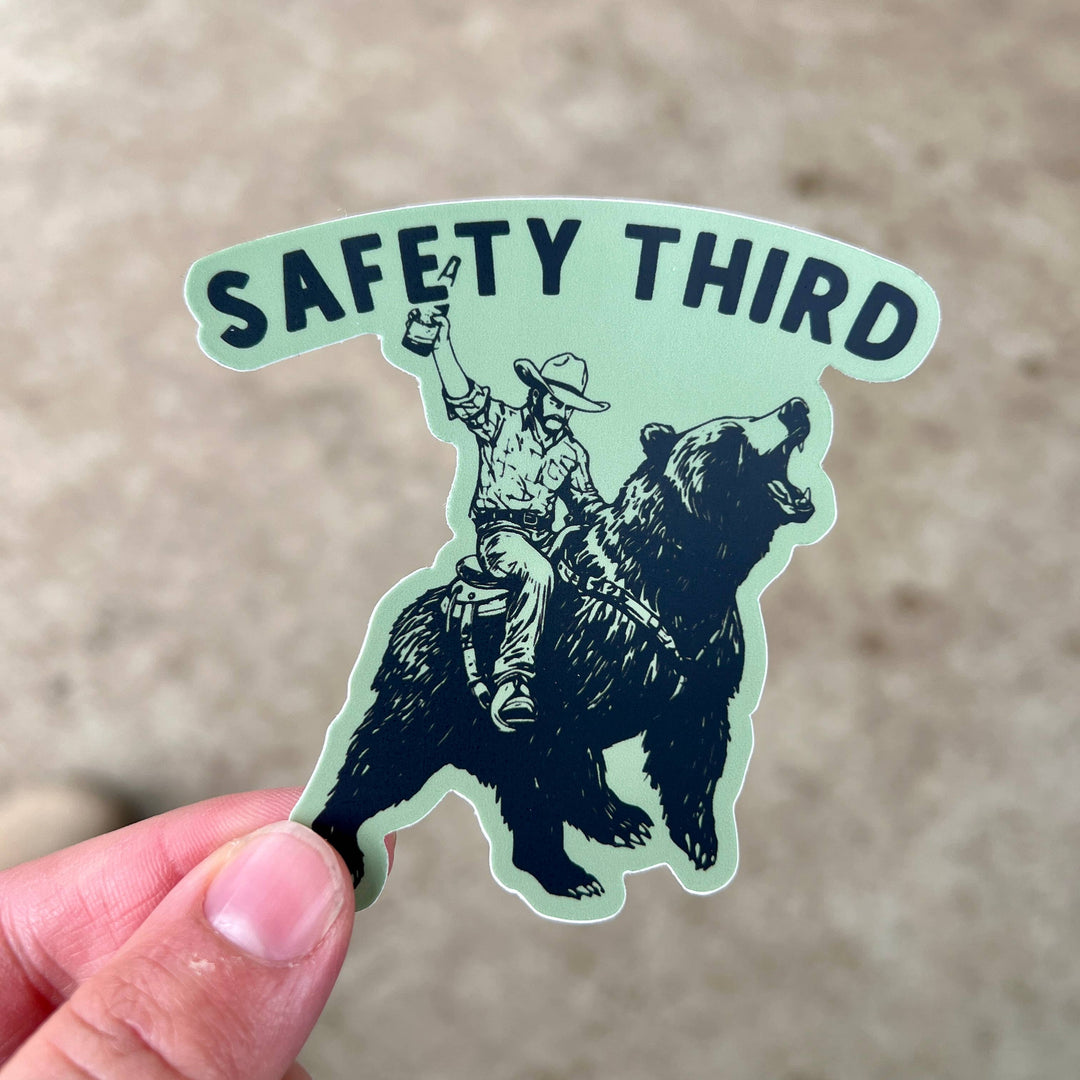 Funny Bear Sticker | Safety Third Outdoor Adventure Decal 83