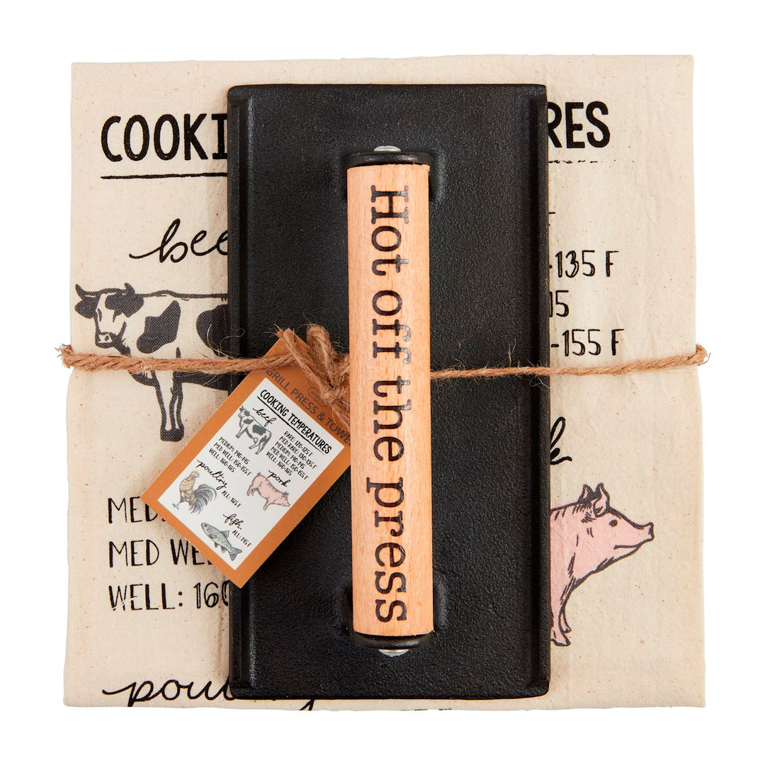 GRILL PRESS AND TOWEL