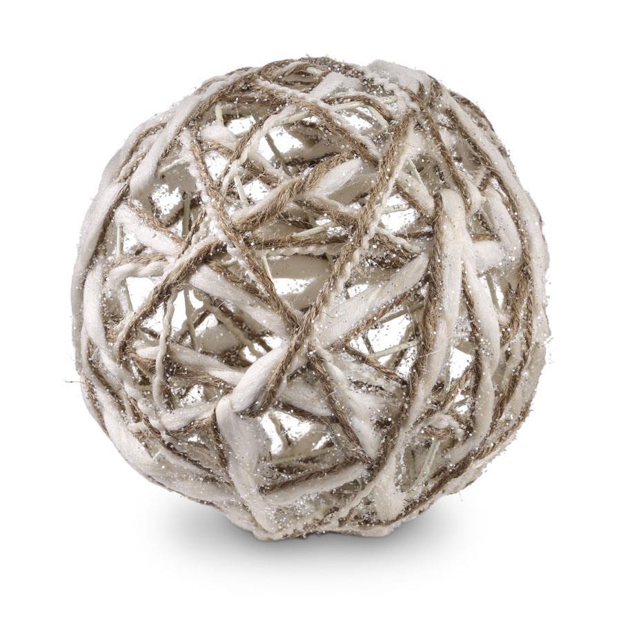 6 Inch Cream and Tan Yarn Ball Ornament