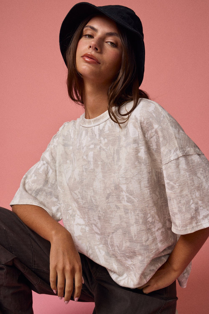 Camo Ribbed Loose Fit Shirt