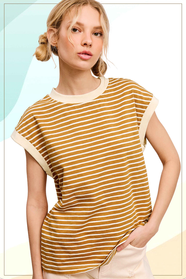 Cap Sleeve Striped Top