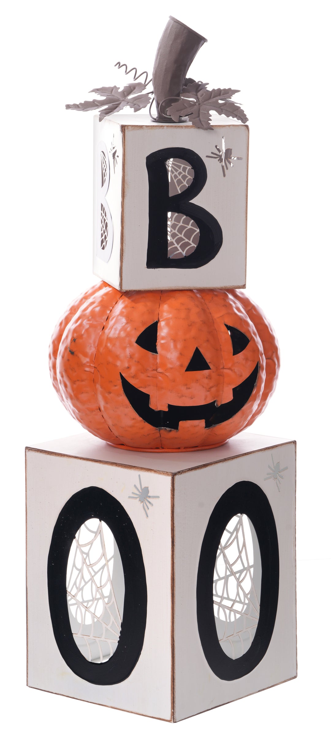 Metal Boo Pumpkin Stack