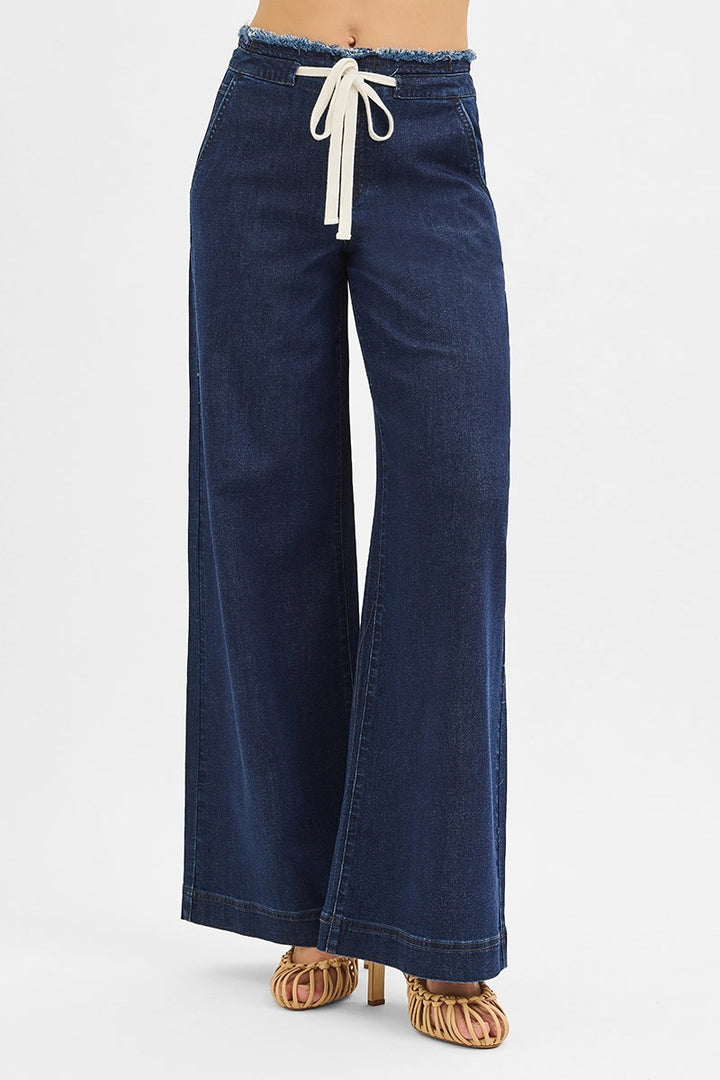 RISEN MID RISE FIT WIDE LEG PANTS