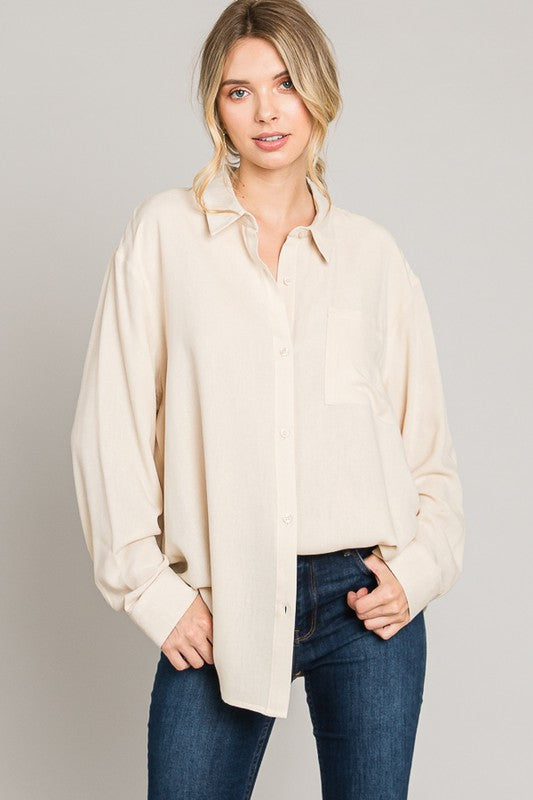 Linen Oversized Basic Shirt