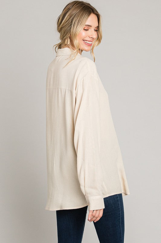 Linen Oversized Basic Shirt
