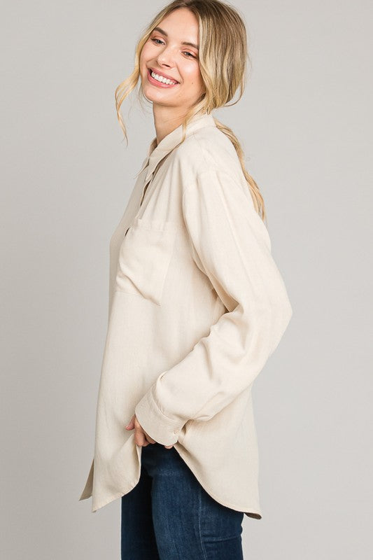 Linen Oversized Basic Shirt