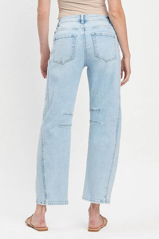 Flying Monkey High Rise Light Wash Barrel Leg Jeans