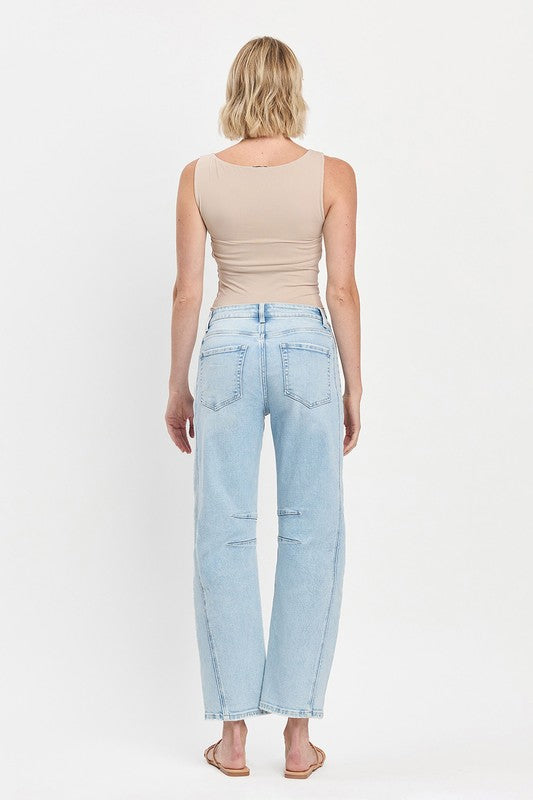 Flying Monkey High Rise Light Wash Barrel Leg Jeans