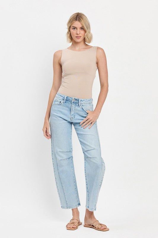 Flying Monkey High Rise Light Wash Barrel Leg Jeans