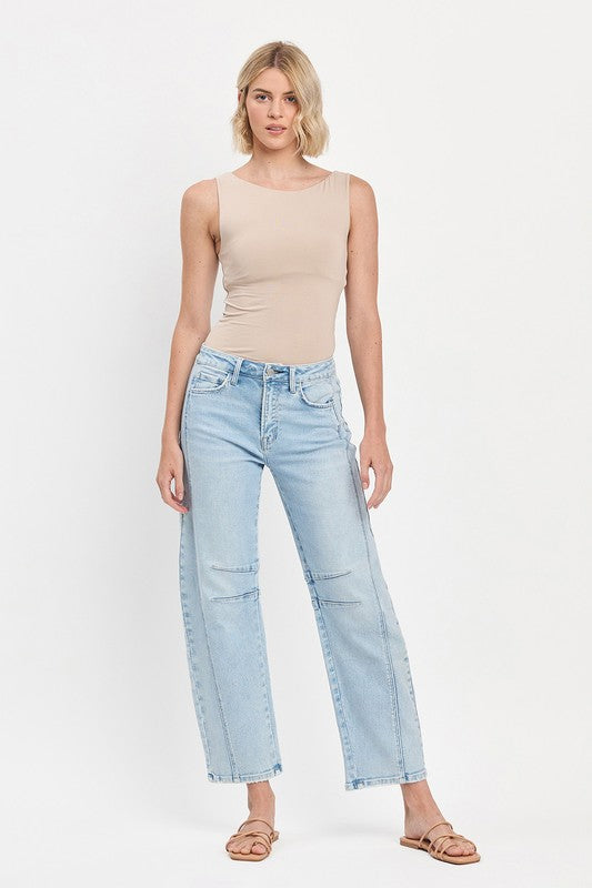Flying Monkey High Rise Light Wash Barrel Leg Jeans