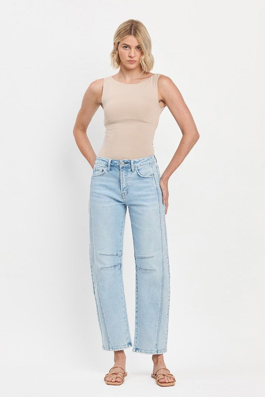 Flying Monkey High Rise Light Wash Barrel Leg Jeans