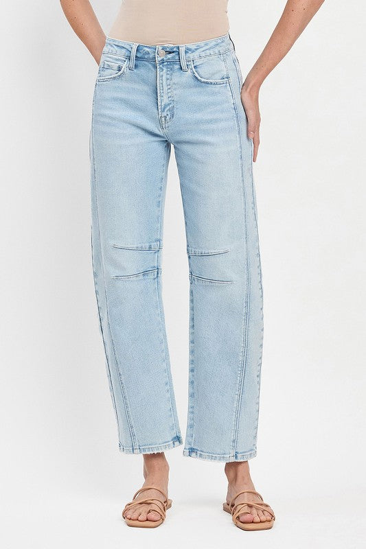 Flying Monkey High Rise Light Wash Barrel Leg Jeans