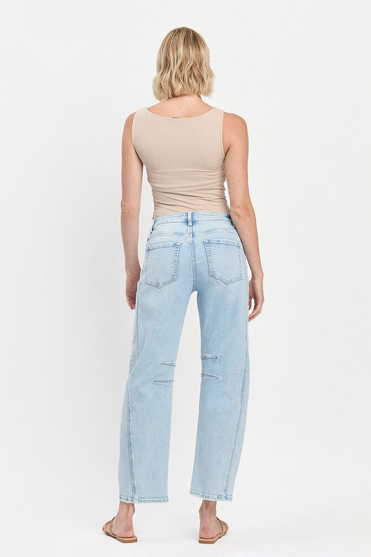 Flying Monkey High Rise Light Wash Barrel Leg Jeans