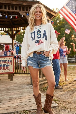 America Washed Terry Side Slit Sweatshirt