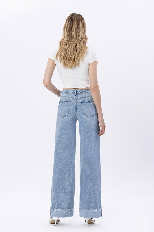 Vervet Super High Rise Cuffed Baggy Wide Leg Jeans