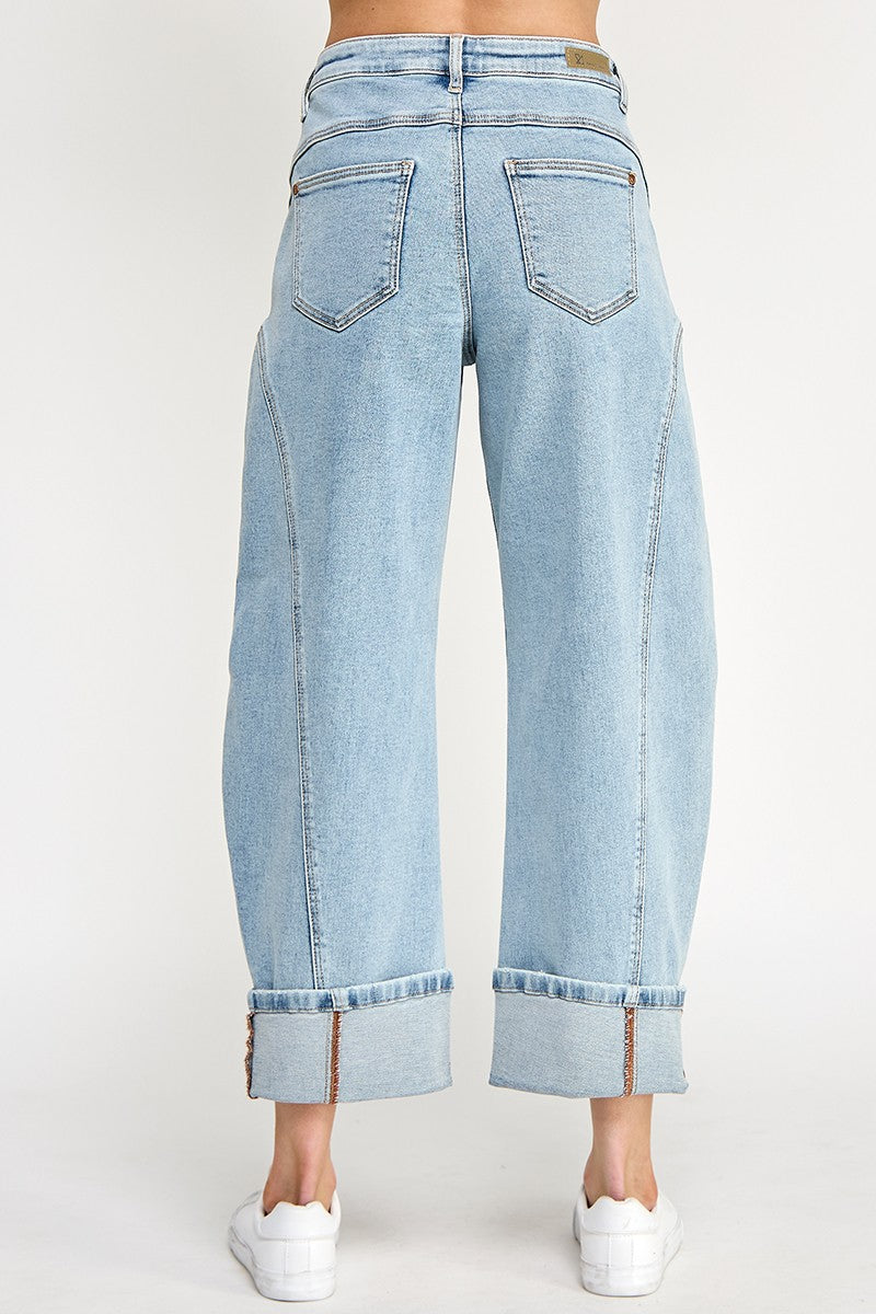 Seam Stitched Barrel Wide Cuff With Stretch