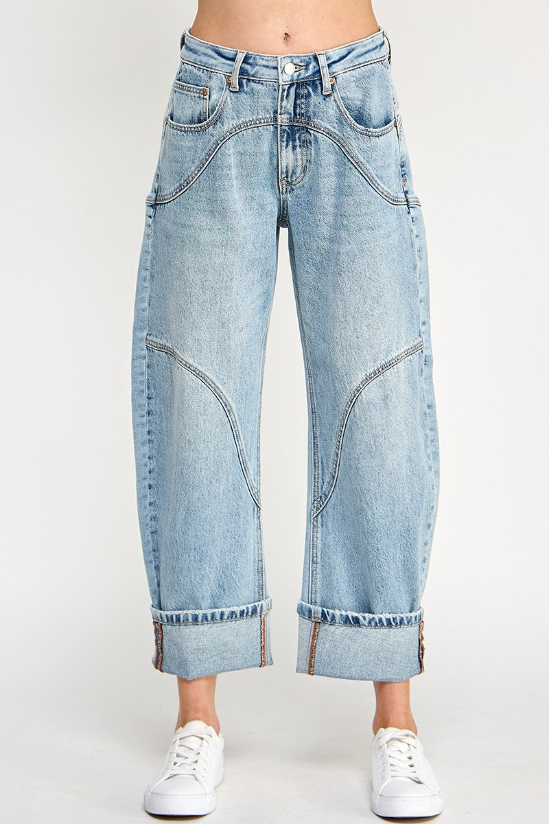 Seam Stitched Barrel Wide Cuff With Stretch