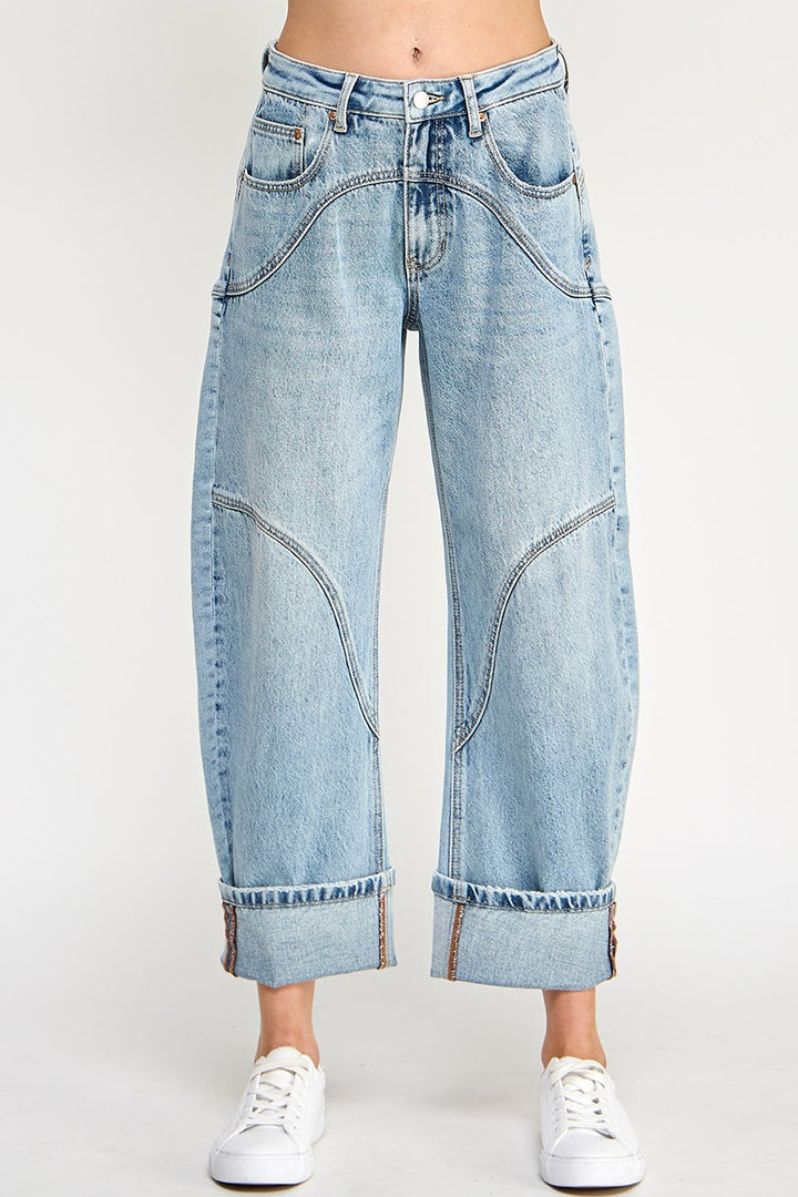 Seam Stitched Barrel Wide Cuff With Stretch