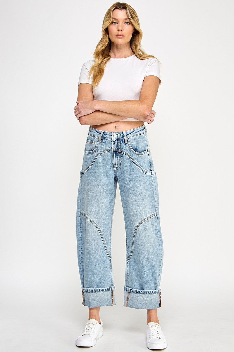 Seam Stitched Barrel Wide Cuff With Stretch