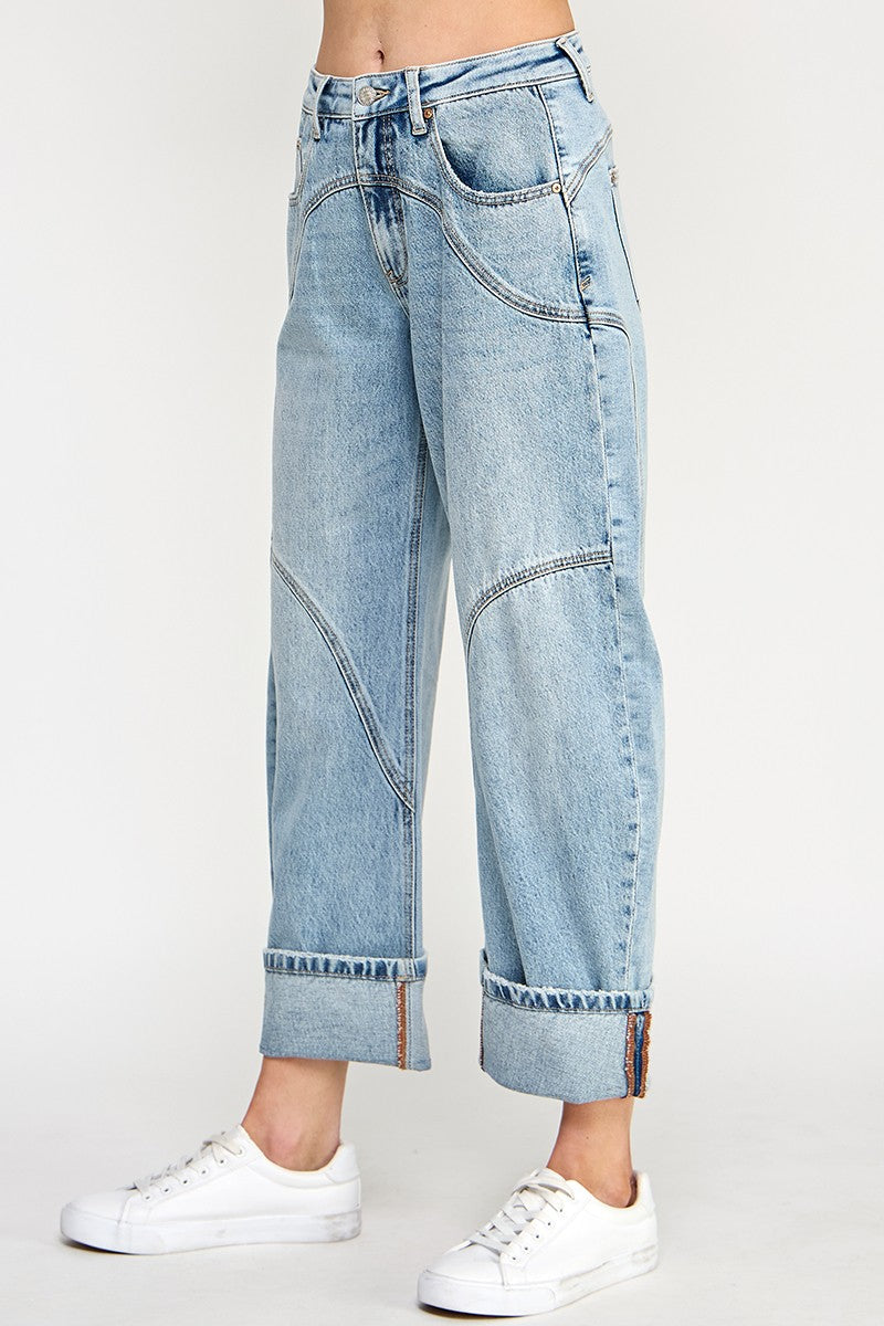 Seam Stitched Barrel Wide Cuff With Stretch