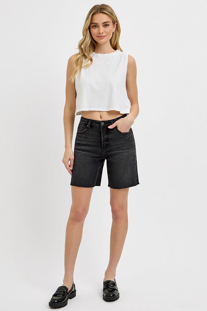 Tummy Control High Rise Mid Length Shorts