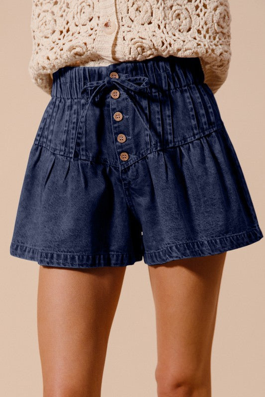 Flared Denim Shorts