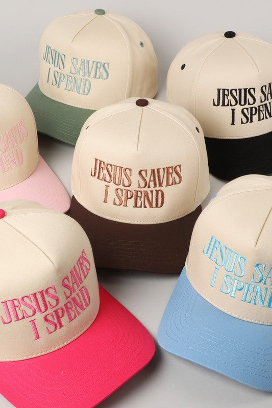Jesus Saves I Spend Embroidery Trucker Hat