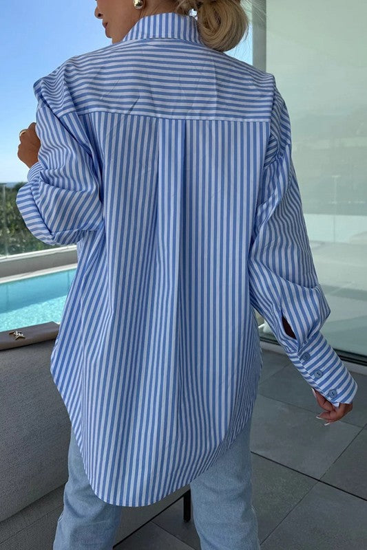 Striped Button-Up Oversized Shirt