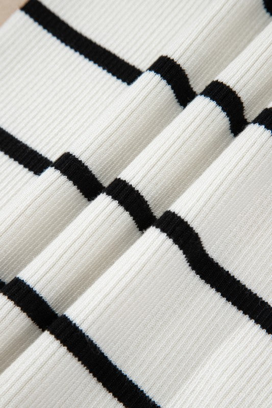 Scalloped Edge Crew Neck Knit Striped Tank