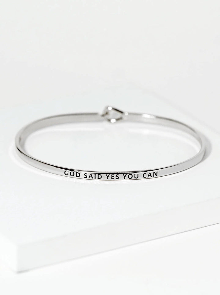God Said Yes You Can Engraved Inspirational Bangle Bracelet
