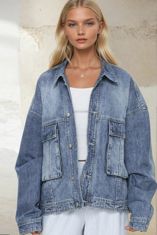 Oversized Boyfriend Fit Denim Jacket