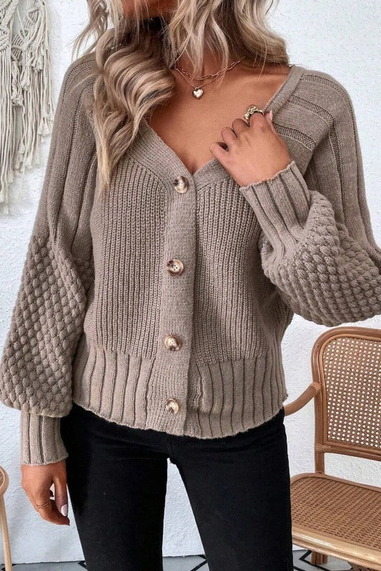 Knit V Neck Sweater Cardigan