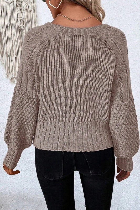 Knit V Neck Sweater Cardigan