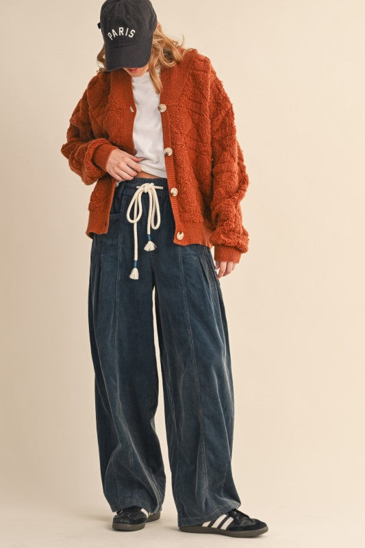 Corduroy Pleated Barrel Pants