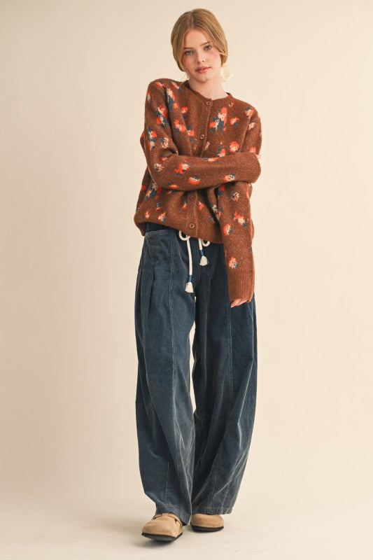 Corduroy Pleated Barrel Pants