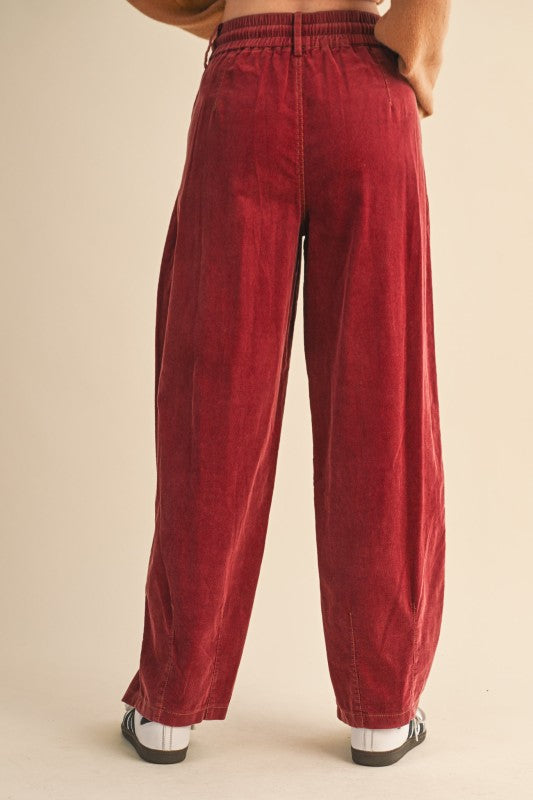 Corduroy Pleated Barrel Pants