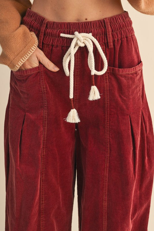 Corduroy Pleated Barrel Pants
