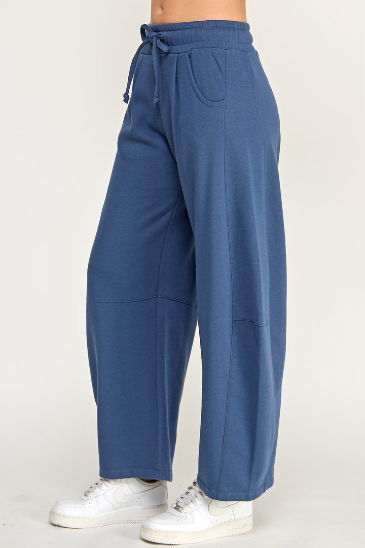 Fleece Baggy Barrel Leg Fit Mid Rise Sweatpants