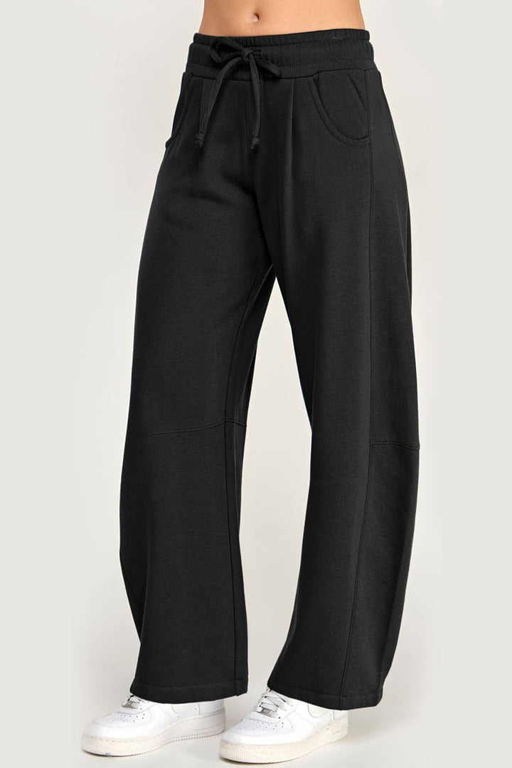 Fleece Baggy Barrel Leg Fit Mid Rise Sweatpants