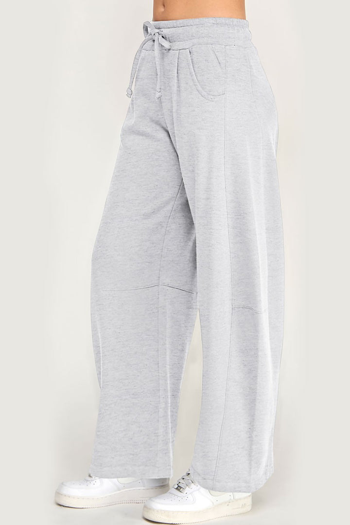 Fleece Baggy Barrel Leg Fit Mid Rise Sweatpants