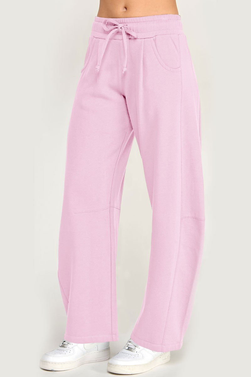 Fleece Baggy Barrel Leg Fit Mid Rise Sweatpants