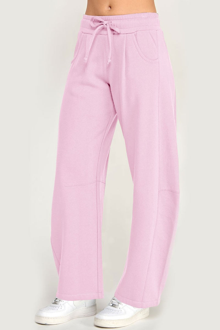 Fleece Baggy Barrel Leg Fit Mid Rise Sweatpants