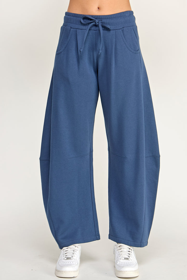 Fleece Baggy Barrel Leg Fit Mid Rise Sweatpants