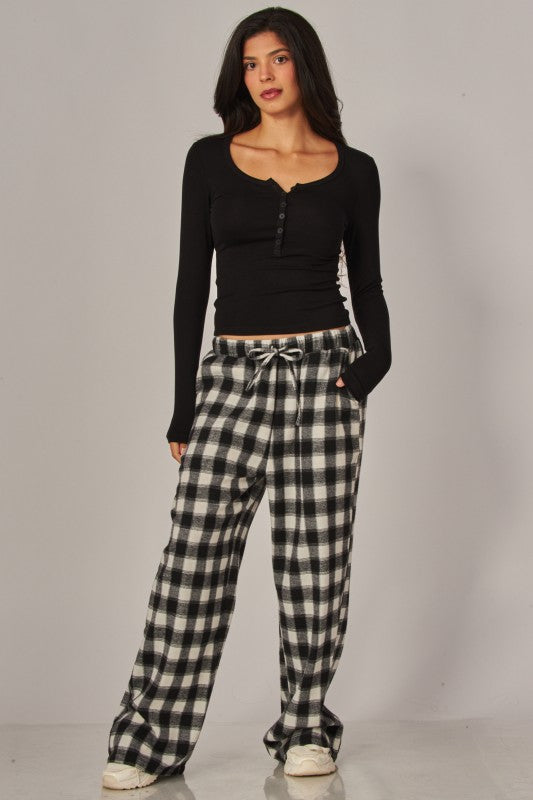 Fine Ribbed Henley Long Sleeve Top