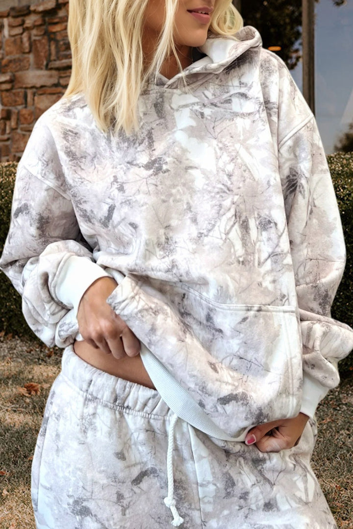 Camo Plant Hooded Long Sleeve Pants Set