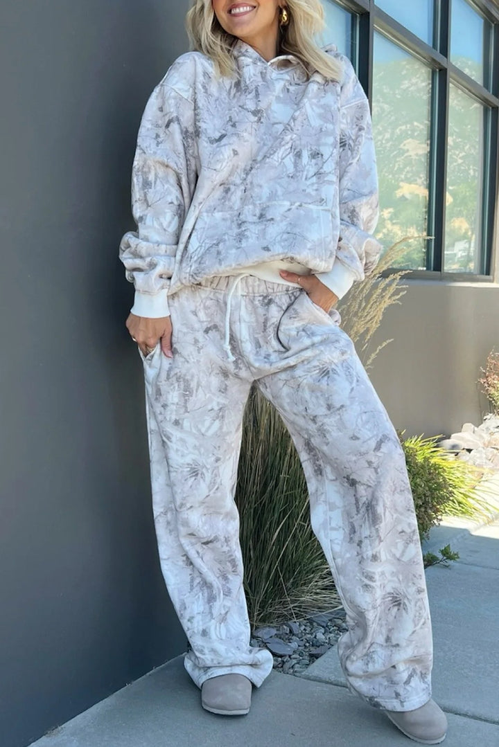 Camo Plant Hooded Long Sleeve Pants Set