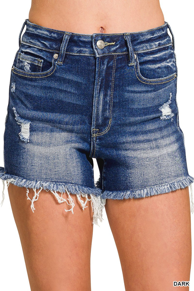 Frayed Hem Denim Shorts