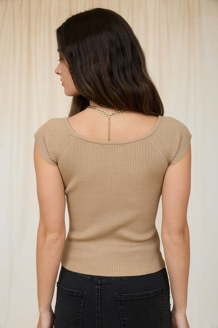 Split Front Hem Short Sleeve Sweater Knit Cardigan