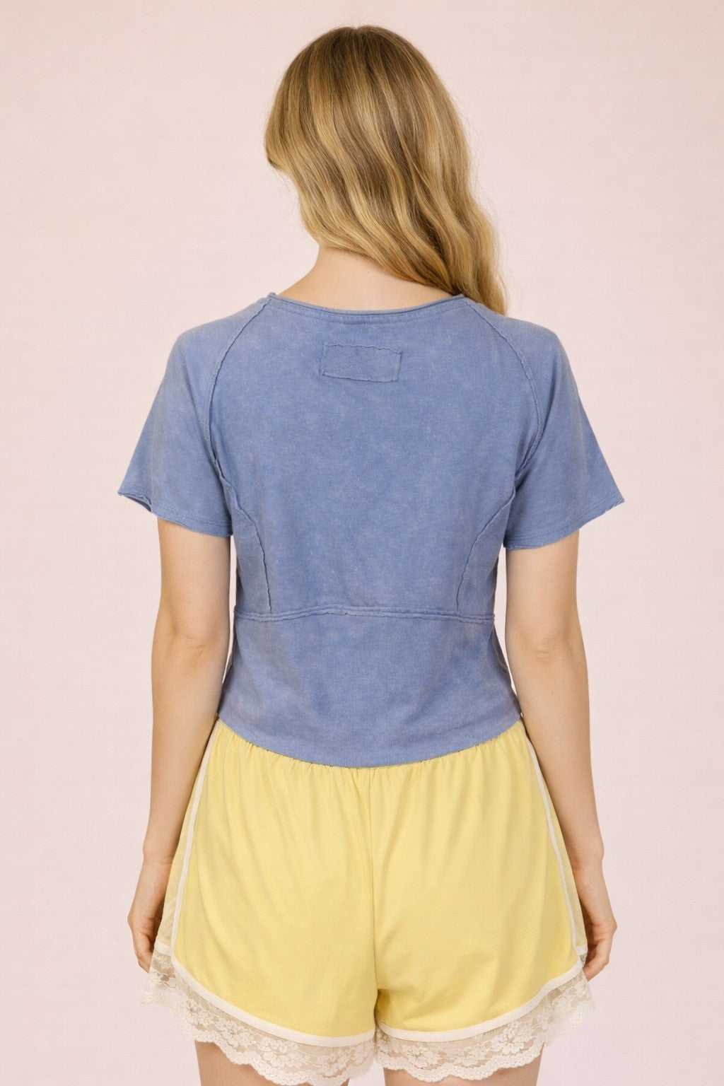 Mineral Washed Knit Fitted Casual Crop Top